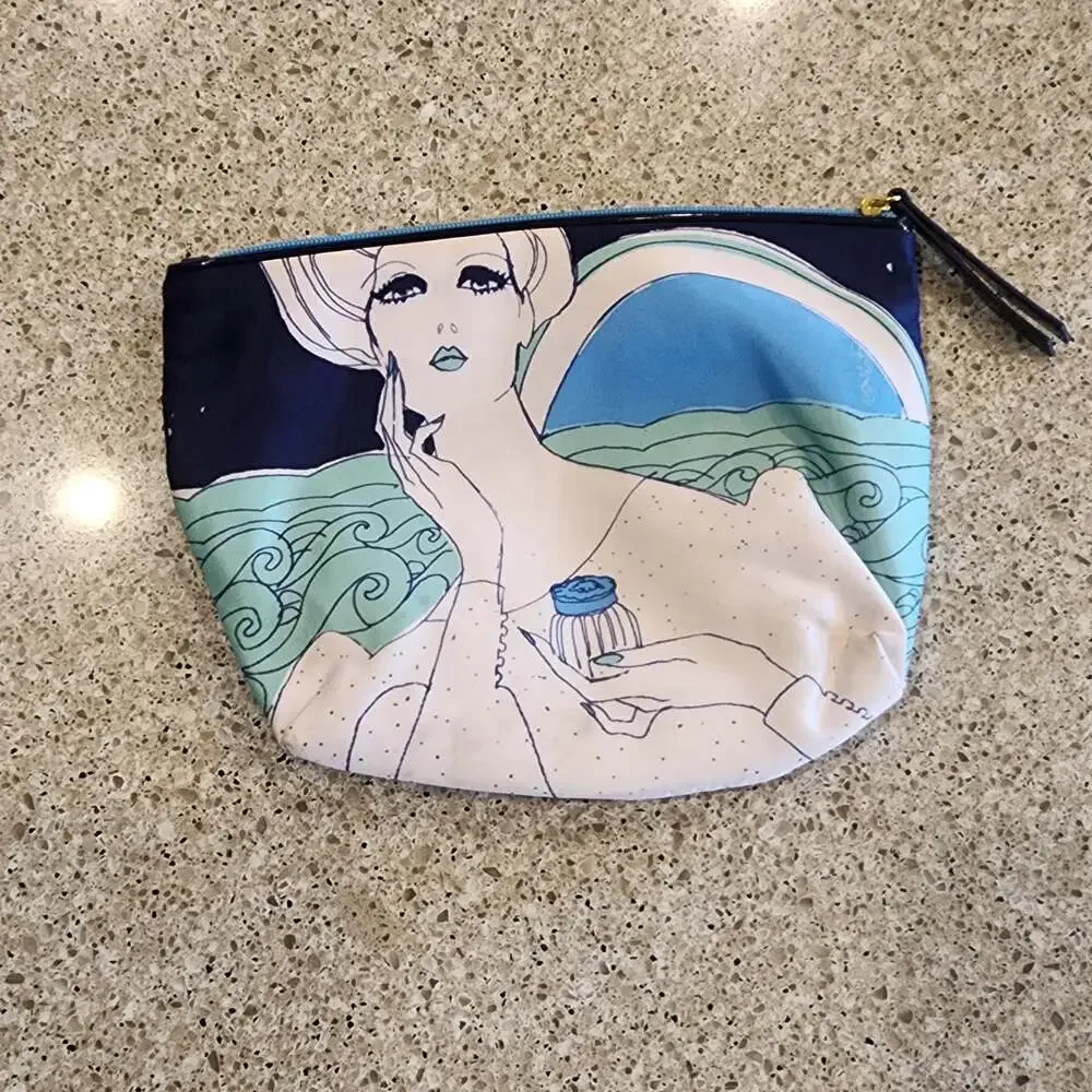 Estee Lauder Art Deco Style Cosmetic Bag Featuring Lady with Perfume Bottle